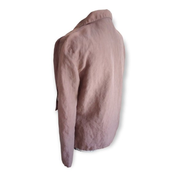 Neiman Marcus Womens Brown Linen Silk Button Down Blouse Camp Shirt Pockets 8 - Picture 12 of 12